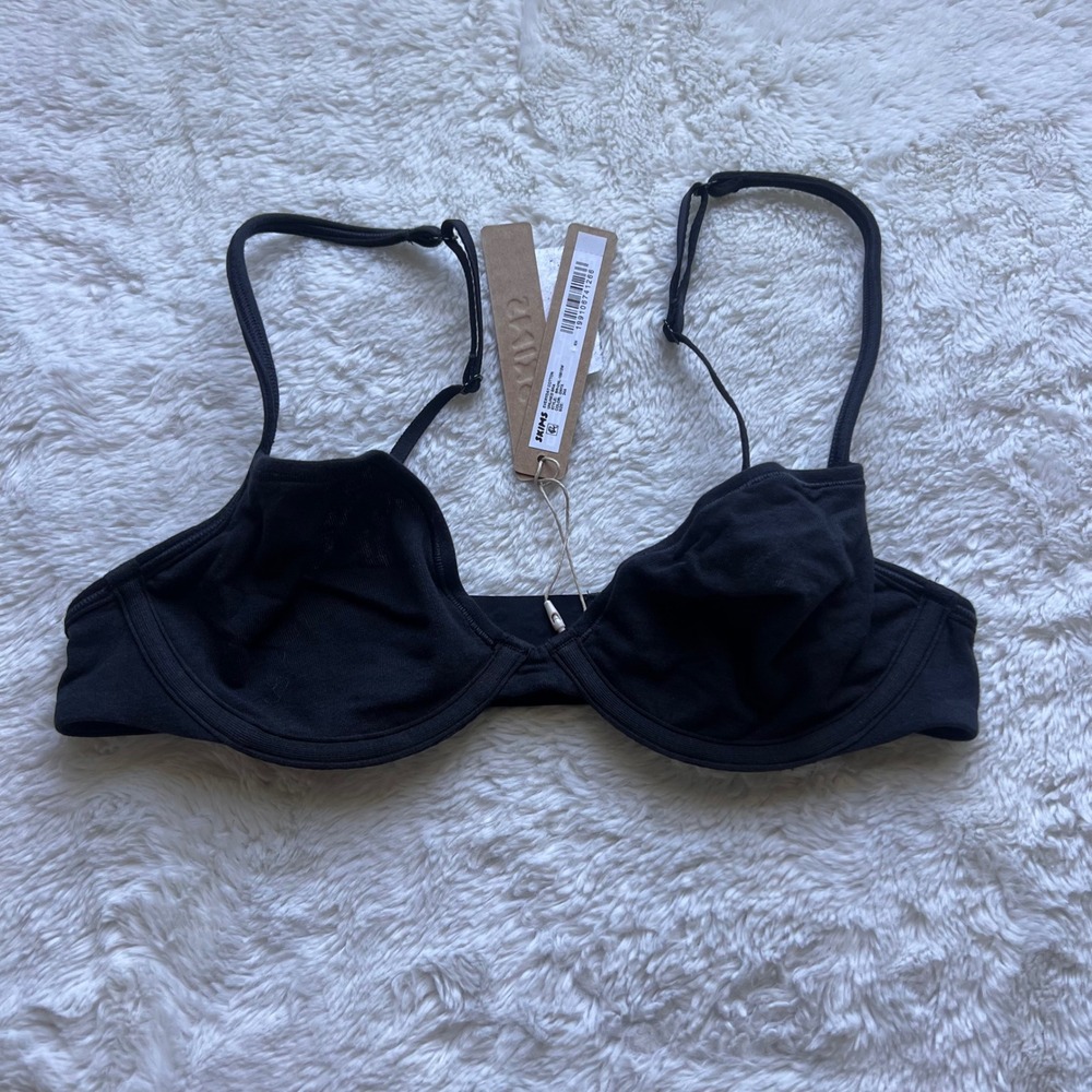 Skims Women's Everyday Cotton Unlined Bra Onyx Black Size 34A BR-UNL-10812W NWT